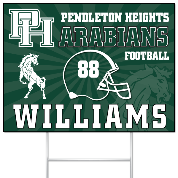 Pendleton Heights Arabians Football sign for Williams #88